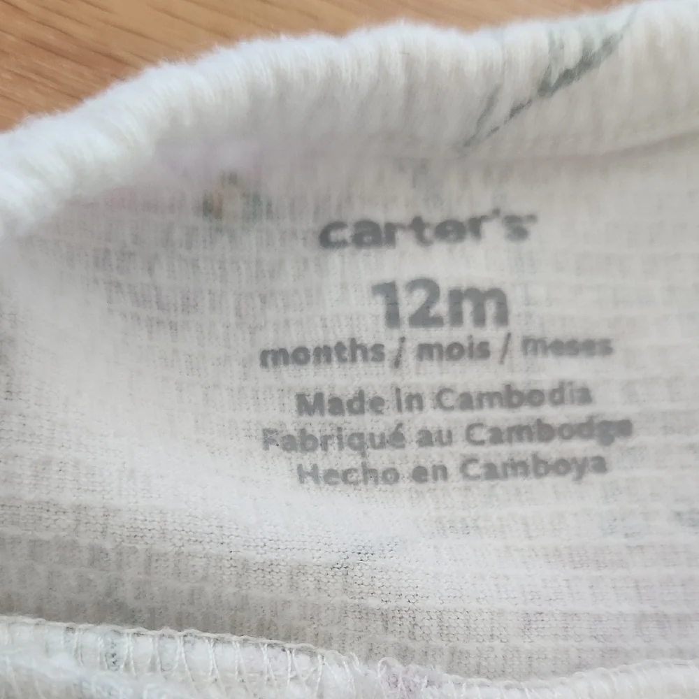 Carter's Soft White Baby Long Sleeves Dress 12 Months